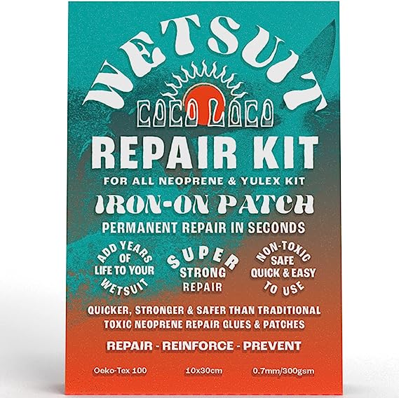 Coco Loco Wetsuit Repair Kit, Easy Iron On Patch For All Neoprene Wetsuits & Drysuit Kit (10x30cm)